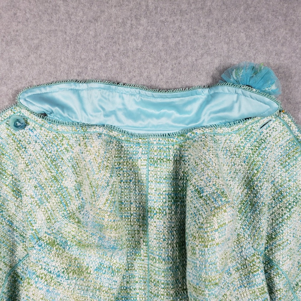 Valerie Stevens 8 P Tweed Skirt Suit Set Mint Blue Green Wool Blend Glamouratti - Picture 12 of 16